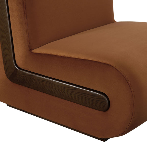 Modway Furniture Denby Modway Performance Velvet Lounge Chair with Wood Inlay Base for Living Rooms Rust EEI-7766-RUS