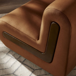 Modway Furniture Denby Modway Performance Velvet Lounge Chair with Wood Inlay Base for Living Rooms Rust EEI-7766-RUS