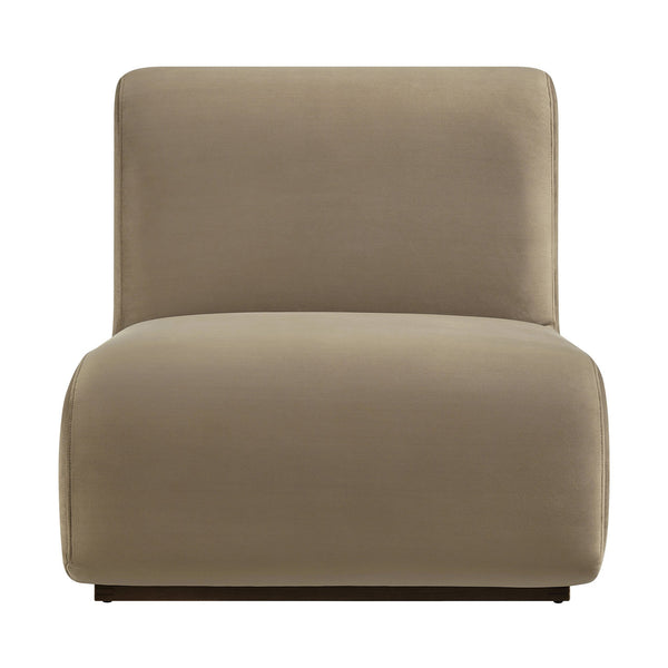 Modway Furniture Denby Modway Performance Velvet Lounge Chair with Wood Inlay Base for Living Rooms Taupe EEI-7766-TAU