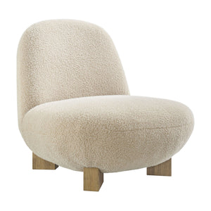Modway Furniture Norwood Bean Shaped Accent Chair in Plush Faux Mohair with Ash Wood Feet Brown EEI-7767-FWN