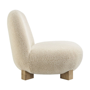 Modway Furniture Norwood Bean Shaped Accent Chair in Plush Faux Mohair with Ash Wood Feet Brown EEI-7767-FWN