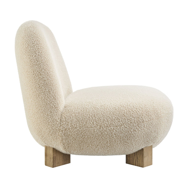Modway Furniture Norwood Bean Shaped Accent Chair in Plush Faux Mohair with Ash Wood Feet Brown EEI-7767-FWN