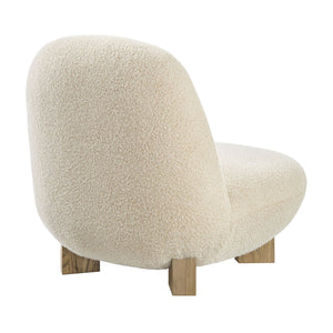 Modway Furniture Norwood Bean Shaped Accent Chair in Plush Faux Mohair with Ash Wood Feet Brown EEI-7767-FWN