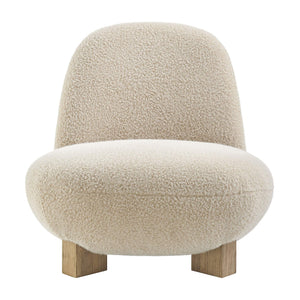 Modway Furniture Norwood Bean Shaped Accent Chair in Plush Faux Mohair with Ash Wood Feet Brown EEI-7767-FWN
