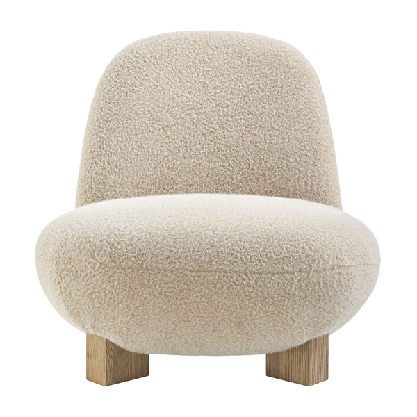Modway Furniture Norwood Bean Shaped Accent Chair in Plush Faux Mohair with Ash Wood Feet Brown EEI-7767-FWN