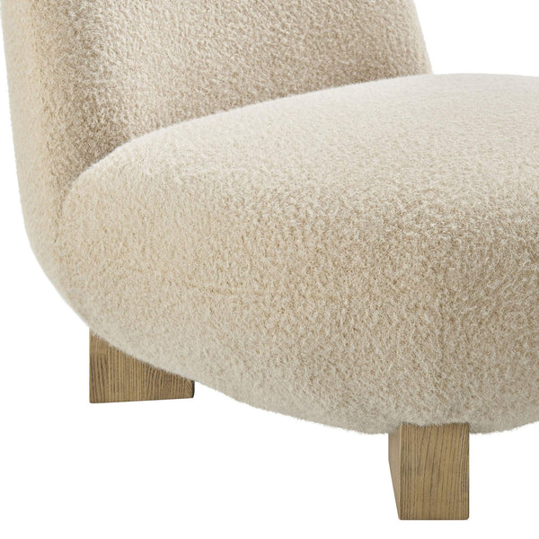 Modway Furniture Norwood Bean Shaped Accent Chair in Plush Faux Mohair with Ash Wood Feet Brown EEI-7767-FWN