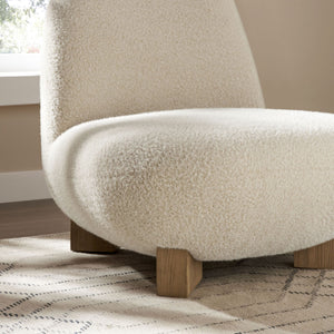 Modway Furniture Norwood Bean Shaped Accent Chair in Plush Faux Mohair with Ash Wood Feet Brown EEI-7767-FWN