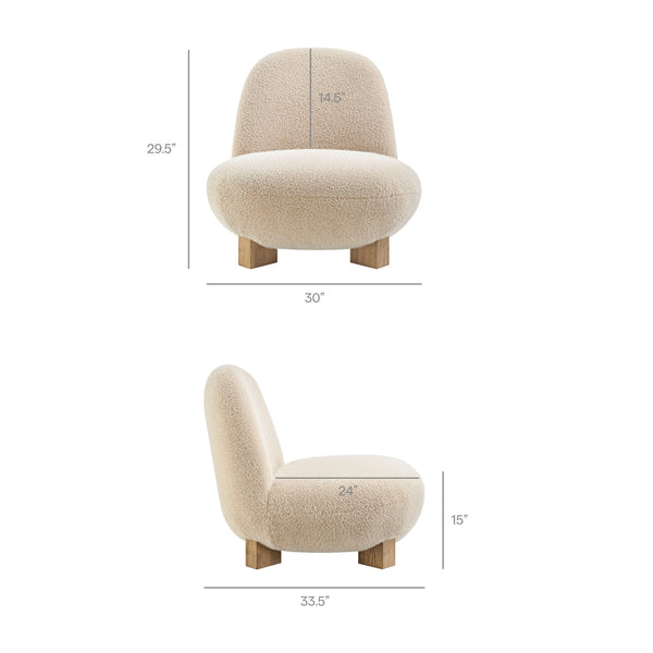 Modway Furniture Norwood Bean Shaped Accent Chair in Plush Faux Mohair with Ash Wood Feet Brown EEI-7767-FWN
