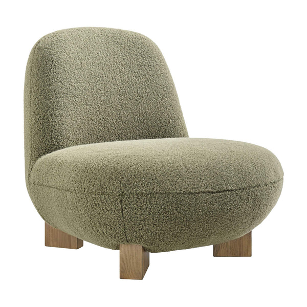 Modway Furniture Norwood Bean Shaped Accent Chair in Plush Faux Mohair with Ash Wood Feet Green EEI-7767-MOS