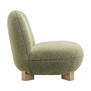 Modway Furniture Norwood Bean Shaped Accent Chair in Plush Faux Mohair with Ash Wood Feet Green EEI-7767-MOS