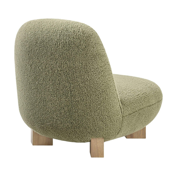 Modway Furniture Norwood Bean Shaped Accent Chair in Plush Faux Mohair with Ash Wood Feet Green EEI-7767-MOS