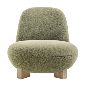 Modway Furniture Norwood Bean Shaped Accent Chair in Plush Faux Mohair with Ash Wood Feet Green EEI-7767-MOS