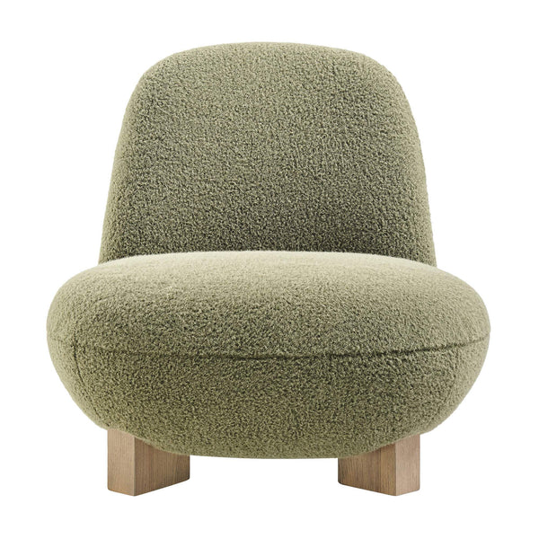 Modway Furniture Norwood Bean Shaped Accent Chair in Plush Faux Mohair with Ash Wood Feet Green EEI-7767-MOS