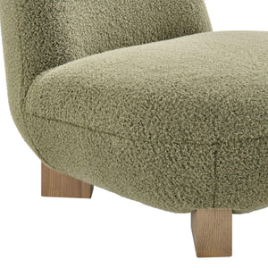 Modway Furniture Norwood Bean Shaped Accent Chair in Plush Faux Mohair with Ash Wood Feet Green EEI-7767-MOS