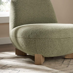 Modway Furniture Norwood Bean Shaped Accent Chair in Plush Faux Mohair with Ash Wood Feet Green EEI-7767-MOS