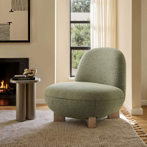 Modway Furniture Norwood Bean Shaped Accent Chair in Plush Faux Mohair with Ash Wood Feet Green EEI-7767-MOS