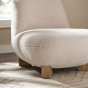 Modway Furniture Norwood Bean Shaped Accent Chair in Plush Faux Mohair with Ash Wood Feet Red EEI-7767-PTL
