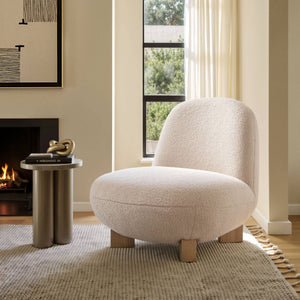 Modway Furniture Norwood Bean Shaped Accent Chair in Plush Faux Mohair with Ash Wood Feet Red EEI-7767-PTL