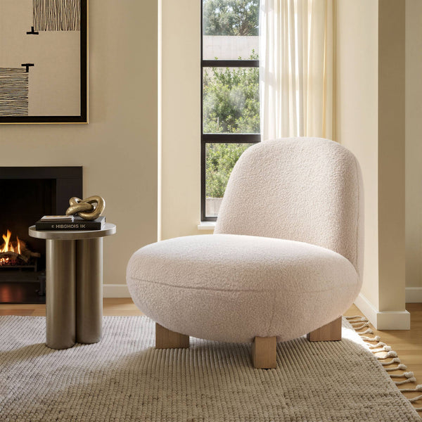 Modway Furniture Norwood Bean Shaped Accent Chair in Plush Faux Mohair with Ash Wood Feet Red EEI-7767-PTL