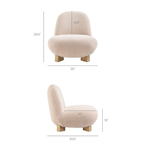 Modway Furniture Norwood Bean Shaped Accent Chair in Plush Faux Mohair with Ash Wood Feet Red EEI-7767-PTL