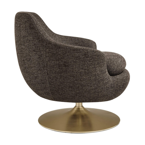 Modway Furniture Quimby Chenille Barrel Swivel Chair with Brushed Gold Base for Modern Living Espresso EEI-7768-ESP