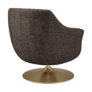 Modway Furniture Quimby Chenille Barrel Swivel Chair with Brushed Gold Base for Modern Living Espresso EEI-7768-ESP