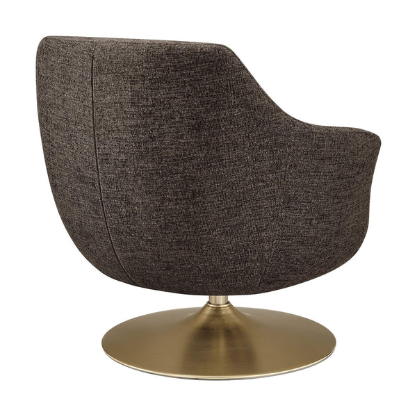 Modway Furniture Quimby Chenille Barrel Swivel Chair with Brushed Gold Base for Modern Living Espresso EEI-7768-ESP