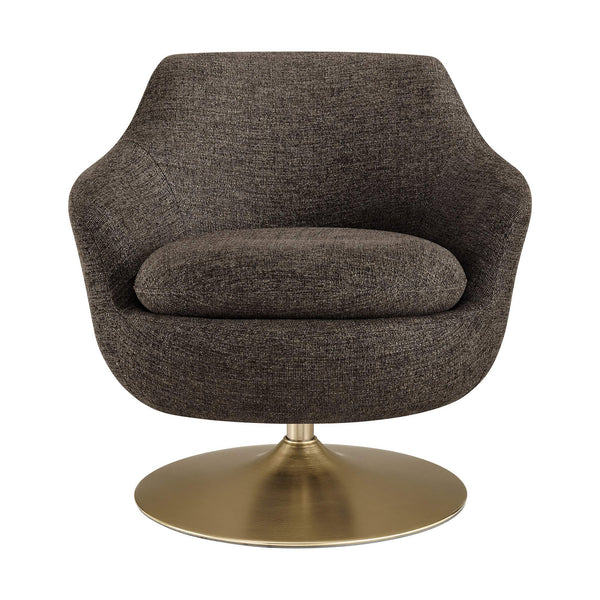 Modway Furniture Quimby Chenille Barrel Swivel Chair with Brushed Gold Base for Modern Living Espresso EEI-7768-ESP