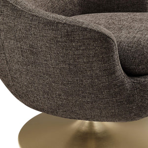 Modway Furniture Quimby Chenille Barrel Swivel Chair with Brushed Gold Base for Modern Living Espresso EEI-7768-ESP