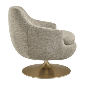 Modway Furniture Quimby Chenille Barrel Swivel Chair with Brushed Gold Base for Modern Living Flax EEI-7768-FLX