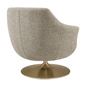 Modway Furniture Quimby Chenille Barrel Swivel Chair with Brushed Gold Base for Modern Living Flax EEI-7768-FLX