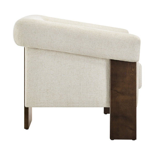 Modway Furniture Halbrook Linen Blend Accent Chair with Tripod Wood Legs for Living Room Reading Nooks White EEI-7769-IVO