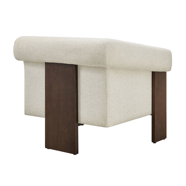 Modway Furniture Halbrook Linen Blend Accent Chair with Tripod Wood Legs for Living Room Reading Nooks White EEI-7769-IVO