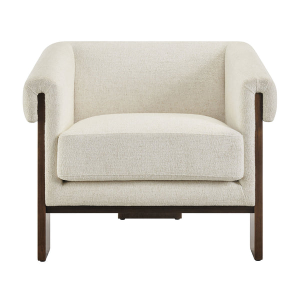 Modway Furniture Halbrook Linen Blend Accent Chair with Tripod Wood Legs for Living Room Reading Nooks White EEI-7769-IVO