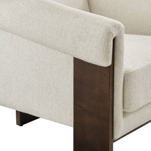 Modway Furniture Halbrook Linen Blend Accent Chair with Tripod Wood Legs for Living Room Reading Nooks White EEI-7769-IVO