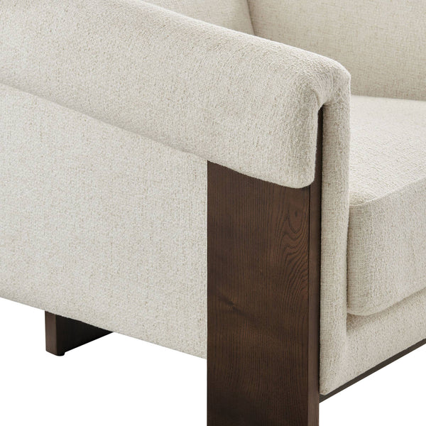 Modway Furniture Halbrook Linen Blend Accent Chair with Tripod Wood Legs for Living Room Reading Nooks White EEI-7769-IVO