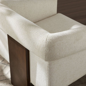 Modway Furniture Halbrook Linen Blend Accent Chair with Tripod Wood Legs for Living Room Reading Nooks White EEI-7769-IVO