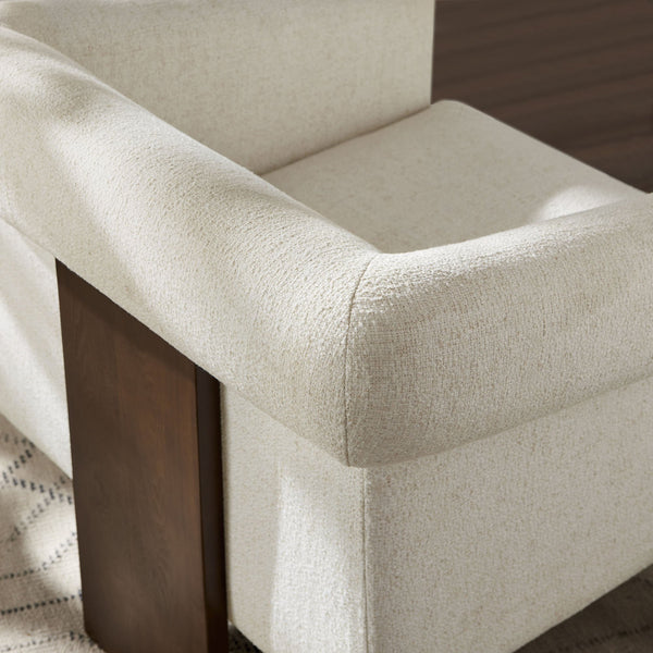 Modway Furniture Halbrook Linen Blend Accent Chair with Tripod Wood Legs for Living Room Reading Nooks White EEI-7769-IVO