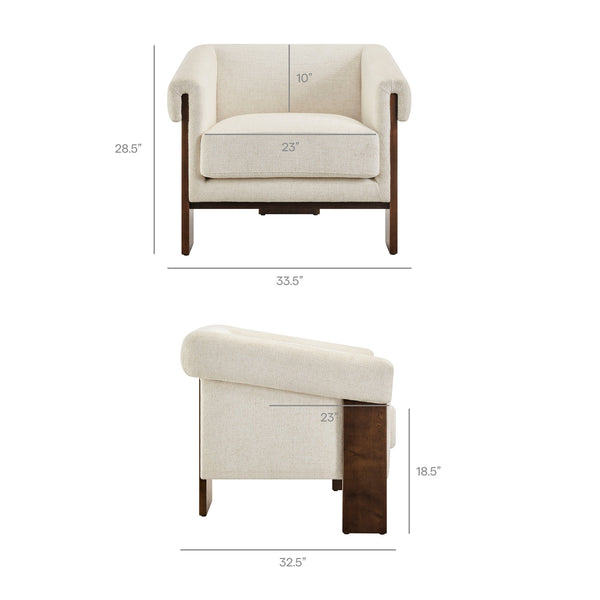 Modway Furniture Halbrook Linen Blend Accent Chair with Tripod Wood Legs for Living Room Reading Nooks White EEI-7769-IVO