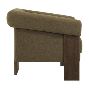 Modway Furniture Halbrook Linen Blend Accent Chair with Tripod Wood Legs for Living Room Reading Nooks Green EEI-7769-OLI