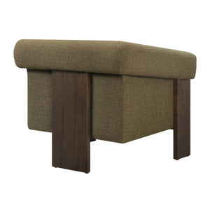 Modway Furniture Halbrook Linen Blend Accent Chair with Tripod Wood Legs for Living Room Reading Nooks Green EEI-7769-OLI