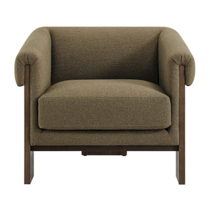 Modway Furniture Halbrook Linen Blend Accent Chair with Tripod Wood Legs for Living Room Reading Nooks Green EEI-7769-OLI