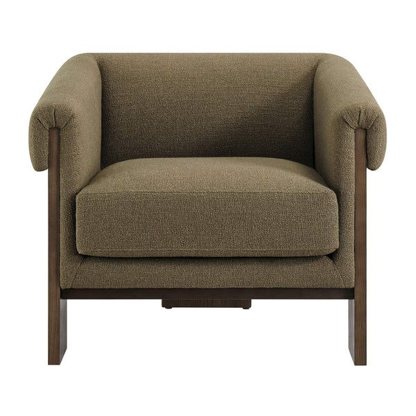 Modway Furniture Halbrook Linen Blend Accent Chair with Tripod Wood Legs for Living Room Reading Nooks Green EEI-7769-OLI
