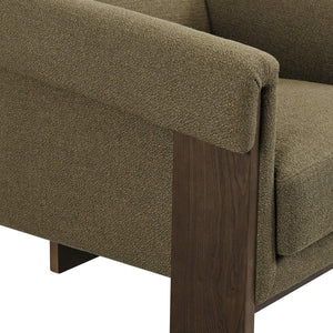 Modway Furniture Halbrook Linen Blend Accent Chair with Tripod Wood Legs for Living Room Reading Nooks Green EEI-7769-OLI