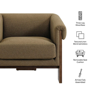 Modway Furniture Halbrook Linen Blend Accent Chair with Tripod Wood Legs for Living Room Reading Nooks Green EEI-7769-OLI