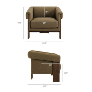 Modway Furniture Halbrook Linen Blend Accent Chair with Tripod Wood Legs for Living Room Reading Nooks Green EEI-7769-OLI
