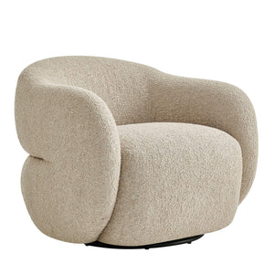 Modway Furniture Selby Swivel Accent Chair Woven Nubby Fabric Rounded Wrap Arms Living Room Seat White EEI-7770-LIN