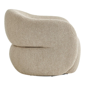 Modway Furniture Selby Swivel Accent Chair Woven Nubby Fabric Rounded Wrap Arms Living Room Seat White EEI-7770-LIN