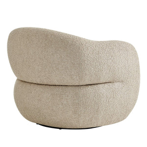 Modway Furniture Selby Swivel Accent Chair Woven Nubby Fabric Rounded Wrap Arms Living Room Seat White EEI-7770-LIN
