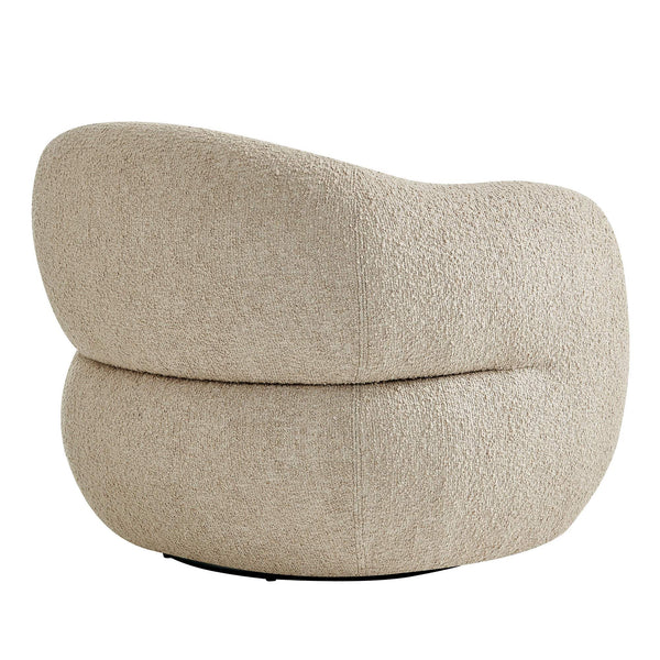 Modway Furniture Selby Swivel Accent Chair Woven Nubby Fabric Rounded Wrap Arms Living Room Seat White EEI-7770-LIN